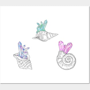 Crystal sea shells Posters and Art